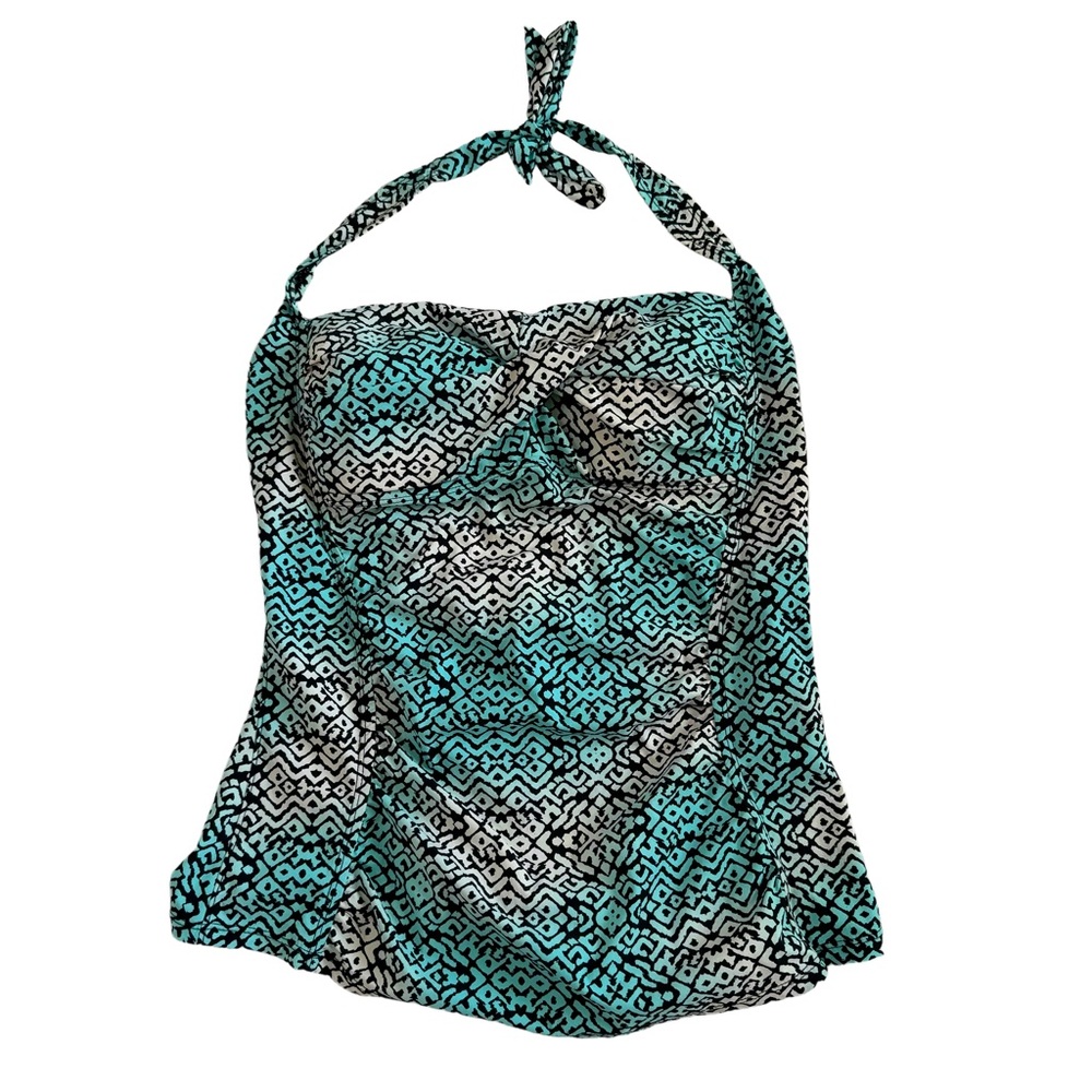 Spanx Love‎ Your Assets Sara Blakey Tankini Top Aqua Halter Semi-Padded Size L